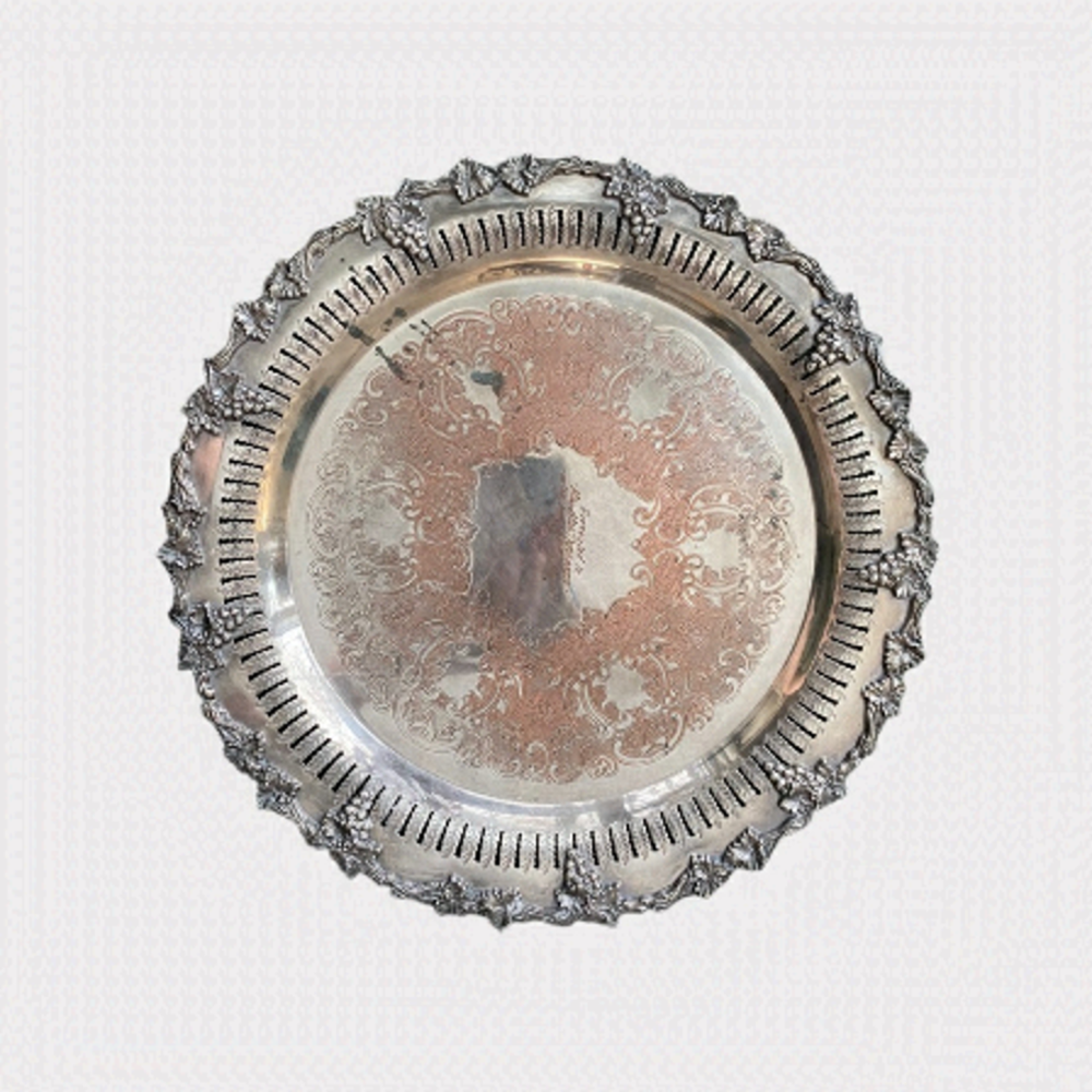 𝅺VINTAGE | 1937 Sheffield Reproduction Grape Silver Serving Platter 12.5"
